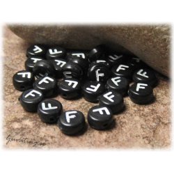 Bokstavsprla F i acryl svart 20-pack ca 7 mm