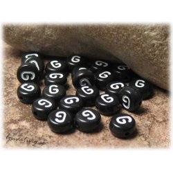 Bokstavsprla G i acryl svart 20-pack ca 7 mm