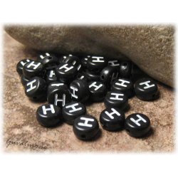 Bokstavsprla H i acryl svart 20-pack ca 7 mm