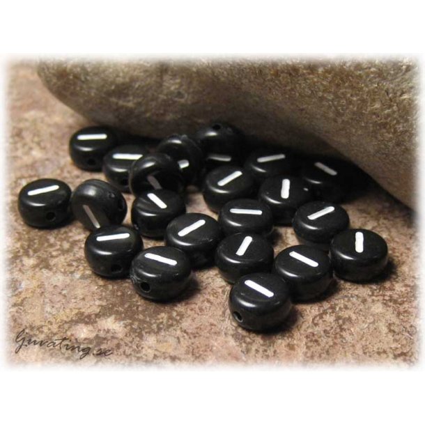 Bokstavsprla I i acryl svart 20-pack ca 7 mm