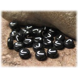 Bokstavsprla J i acryl svart 20-pack ca 7 mm