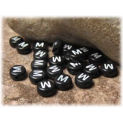 Bokstavsprla M i acryl svart 20-pack ca 7 mm