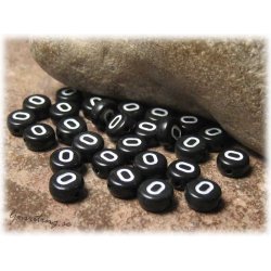 Bokstavsprla O i acryl svart 20-pack ca 7 mm