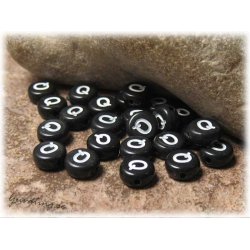 Bokstavsprla Q i acryl svart 20-pack ca 7 mm
