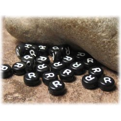 Bokstavsprla R i acryl svart 20-pack ca 7 mm