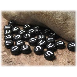 Bokstavsprla U i acryl svart 20-pack ca 7 mm