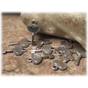 Storpack berlock liten nyckel med hjrta 100-pack