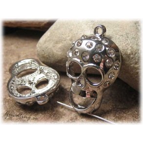 Hnge platinafrgad dskalle med rhinestone modell stor