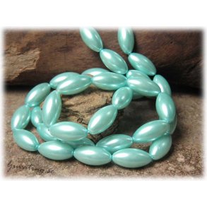 Prlor i glas oval ljusbl 20-pack ca 16x8 mm