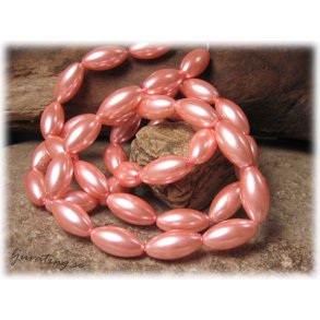 Prlor i glas oval laxrosa 20-pack ca 16x8 mm