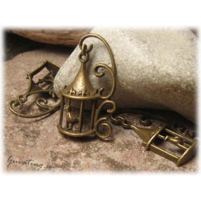 Hnge bronsfrgad fgelbur ca 35x20 mm