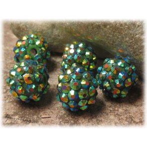 Grn AB glitterboll i resin / acryl ca 14 mm