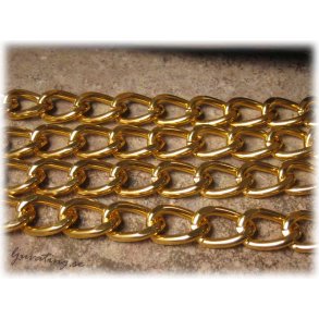 Kraftig kedja i aluminium guldfrgad ca 16x11 mm