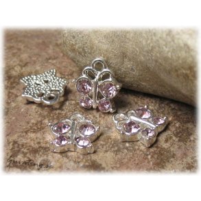 Berlock bling fjril med rosa strass ca 13x12 mm