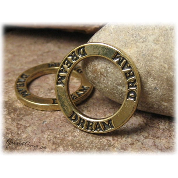 Ring med text DREAM antik brons ca 22 mm