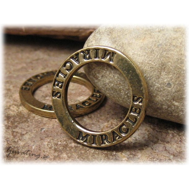 Ring med text MIRACLES antik brons ca 22 mm