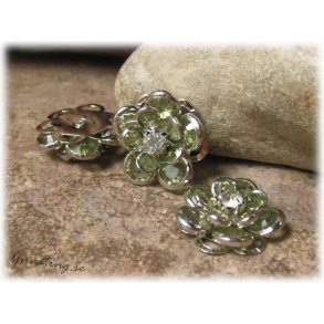 Blomma connector med grn strass 18 mm