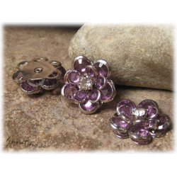 Blomma connector med lila strass 18 mm