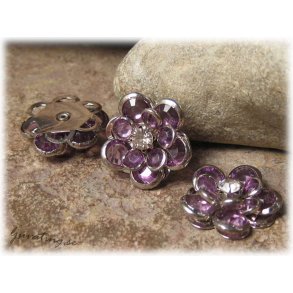 Blomma connector med lila strass 18 mm