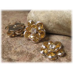 Blomma connector med lejongul strass 18 mm