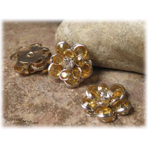 Blomma connector med lejongul strass 18 mm