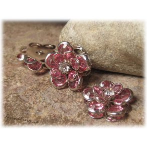 Blomma connector med rosa strass 18 mm