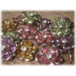 Blomma connector med rosa strass 18 mm