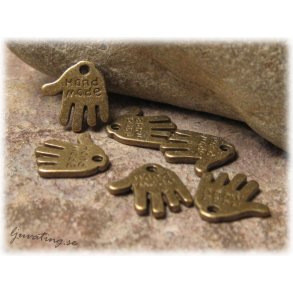 Berlock bronsfrgad med text ''Handmade'' 12x13 mm