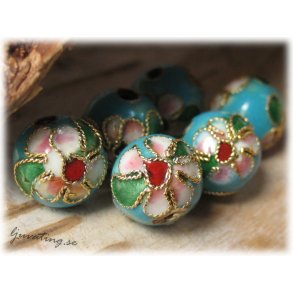 Cloisonne prla turkos rund ca 10 mm