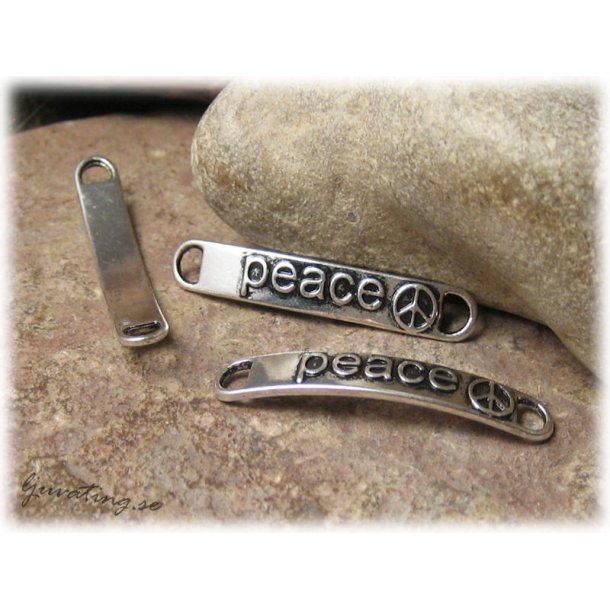 Connector antiksilver text peace ca 38x6 mm