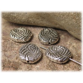 Metallprla platta mnstrade ca 13x14  mm