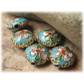 Cloisonne prla turkos puff ca 11 mm
