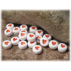 Bokstavsprla acryl med rtt hjta 20-pack ca 7 mm