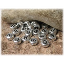Bokstavsprla B silverfrgad  20-pack ca 7 mm