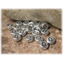Bokstavsprla D silverfrgad  20-pack ca 7 mm