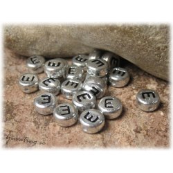 Bokstavsprla E silverfrgad  20-pack ca 7 mm