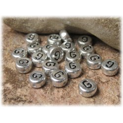 Bokstavsprla G silverfrgad  20-pack ca 7 mm