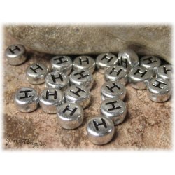 Bokstavsprla H silverfrgad  20-pack ca 7 mm