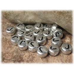 Bokstavsprla J silverfrgad  20-pack ca 7 mm