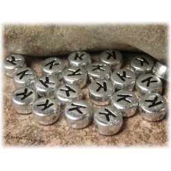 Bokstavsprla K silverfrgad  20-pack ca 7 mm