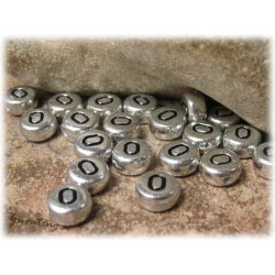 Bokstavsprla O silverfrgad  20-pack ca 7 mm