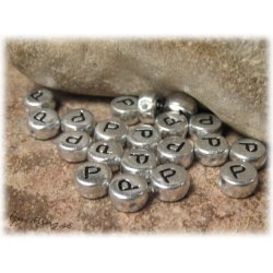 Bokstavsprla P silverfrgad  20-pack ca 7 mm