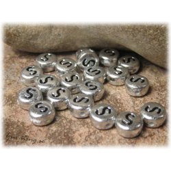 Bokstavsprla S silverfrgad  20-pack ca 7 mm
