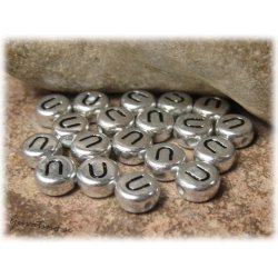 Bokstavsprla U silverfrgad  20-pack ca 7 mm