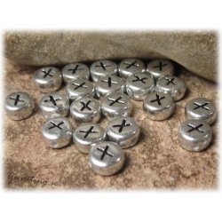 Bokstavsprla X silverfrgad  20-pack ca 7 mm