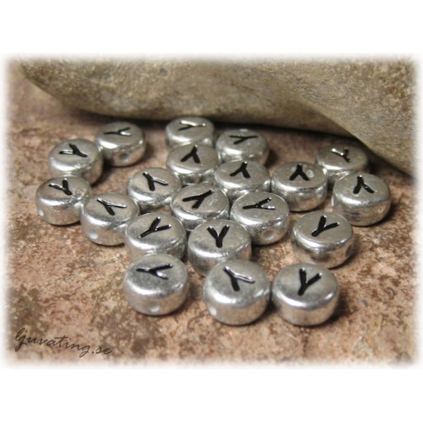 Bokstavsprla Y silverfrgad  20-pack ca 7 mm