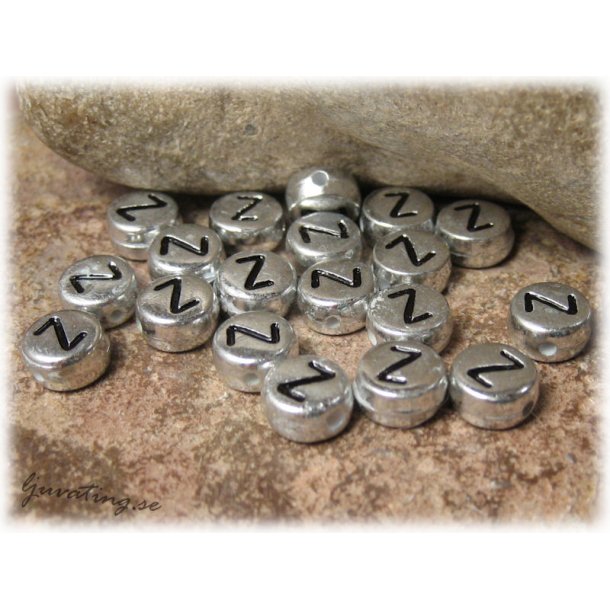 Bokstavsprla Z silverfrgad  20-pack ca 7 mm