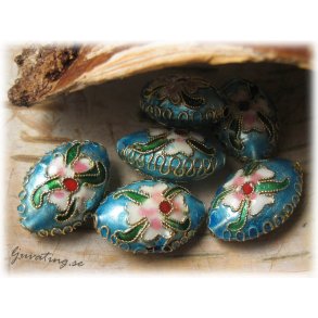 Cloisonne metallic bl puffad ellips ca 20x14 mm 