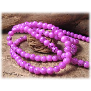 Glasprlor cerise med svarta stnk 30-pack ca 6 mm