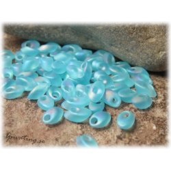 Long Magatamas frostad aqua AB 4x7 mm